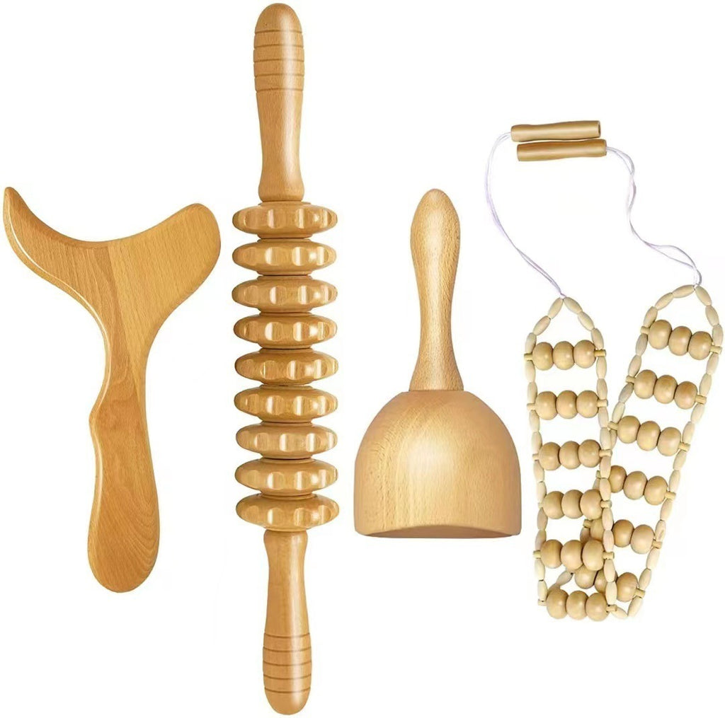 3pcs Wooden Anti-Cellulite Massage Tool Hand Roller