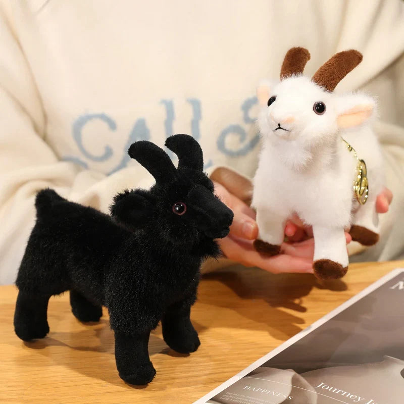 18cm Plush Black White Goat Pendant Toy