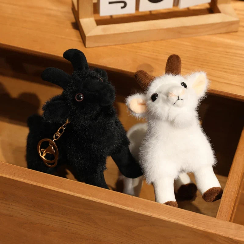 18cm Plush Black White Goat Pendant Toy