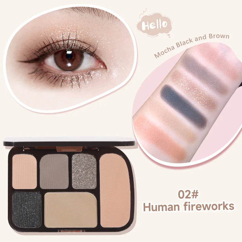 6 Color Earth Tone Eyeshadow Palette Waterproof