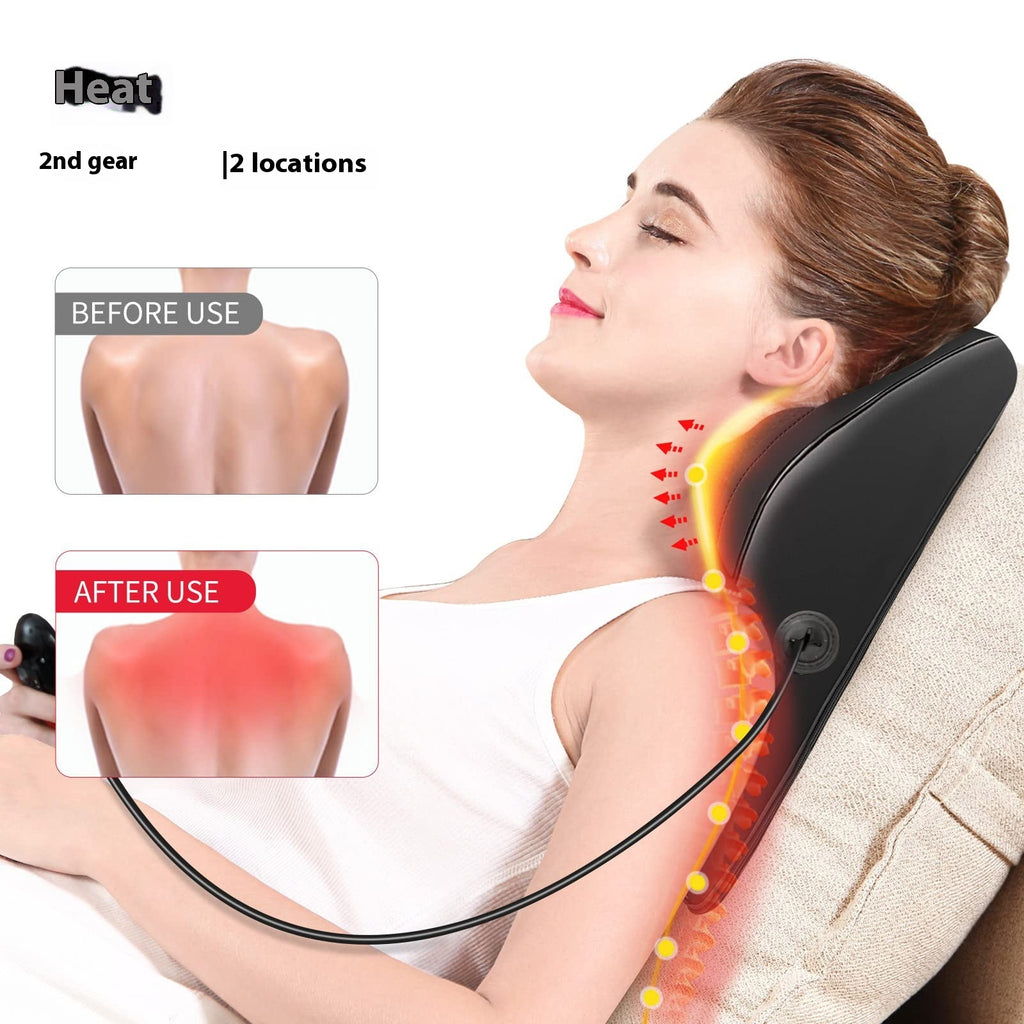 Multifunctional Heating Back Massager 3D Kneading Cushion Neck Waist Lumbar Spine